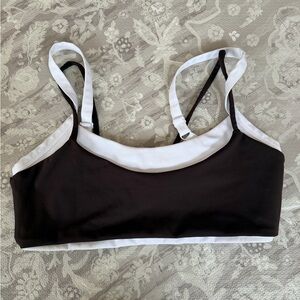 FORM ACTIVEWEAR Brown and White Layered sports Bra Size M